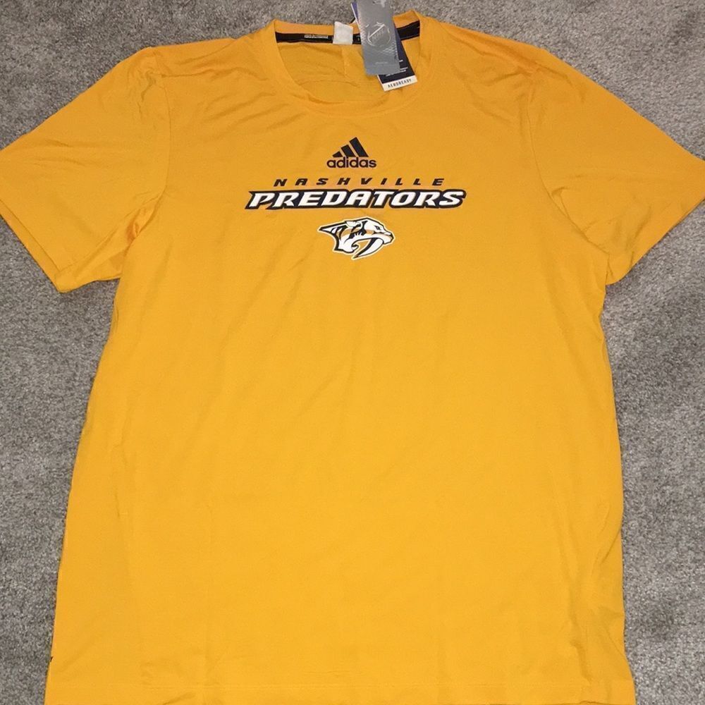 New Killer Nashville Preds Predators NHL Adidas training t shirt L mens stretch